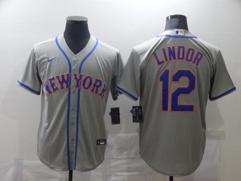 Men New York Mets #12 Lindor Grey Game Nike MLB Jerseys->pittsburgh pirates->MLB Jersey